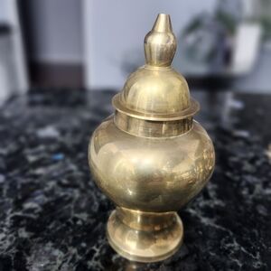vintage brass ginger jar or lidded urn. 